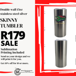 Double wall 15oz stainless steel silver skinny tumbler
