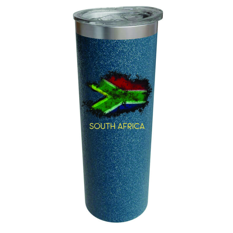 Double wall 20oz glitter stainless steel blue skinny tumbler - Image 3