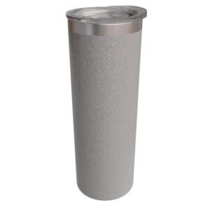 Double wall 20oz glitter stainless steel silver skinny tumbler