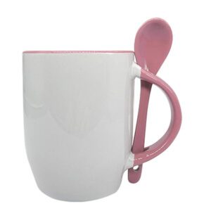 Mug with spoon pink