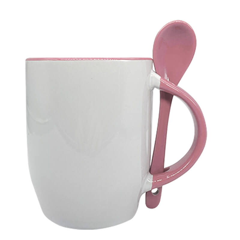 Mug with spoon pink